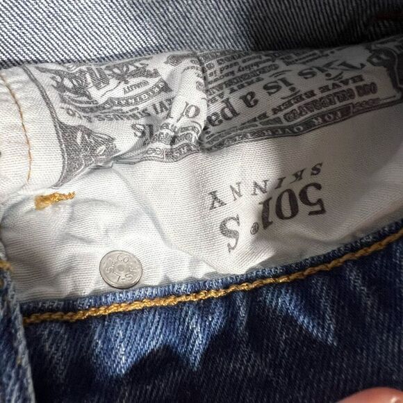 Levi's 501® Ripped Button Fly Straight Leg Jeans 25x28 - Picture 7 of 7